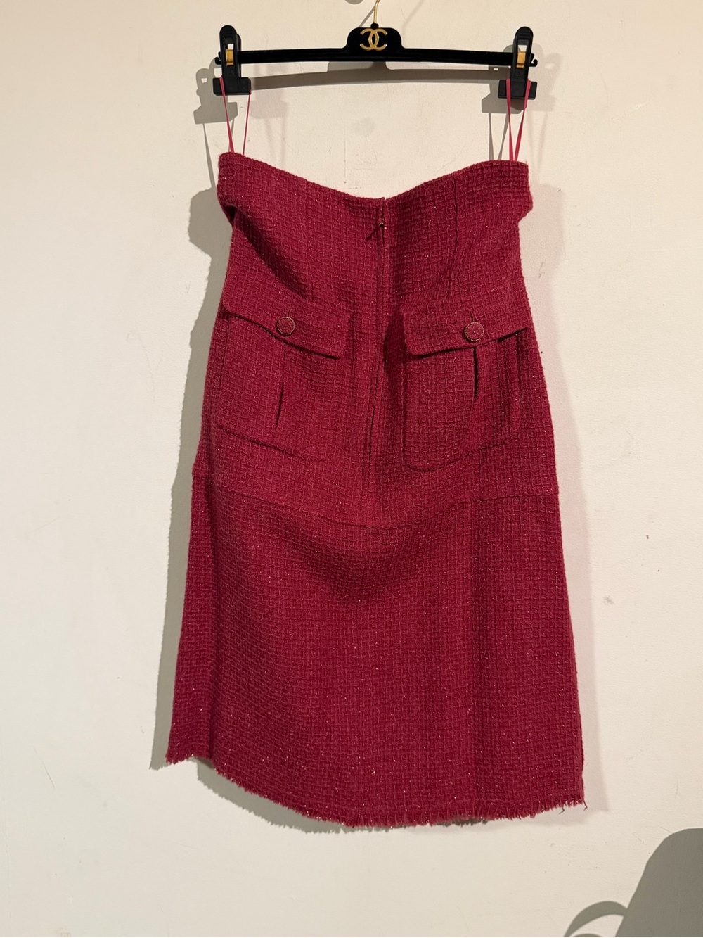 Chanel fuschia silver fantasy tweed skirt